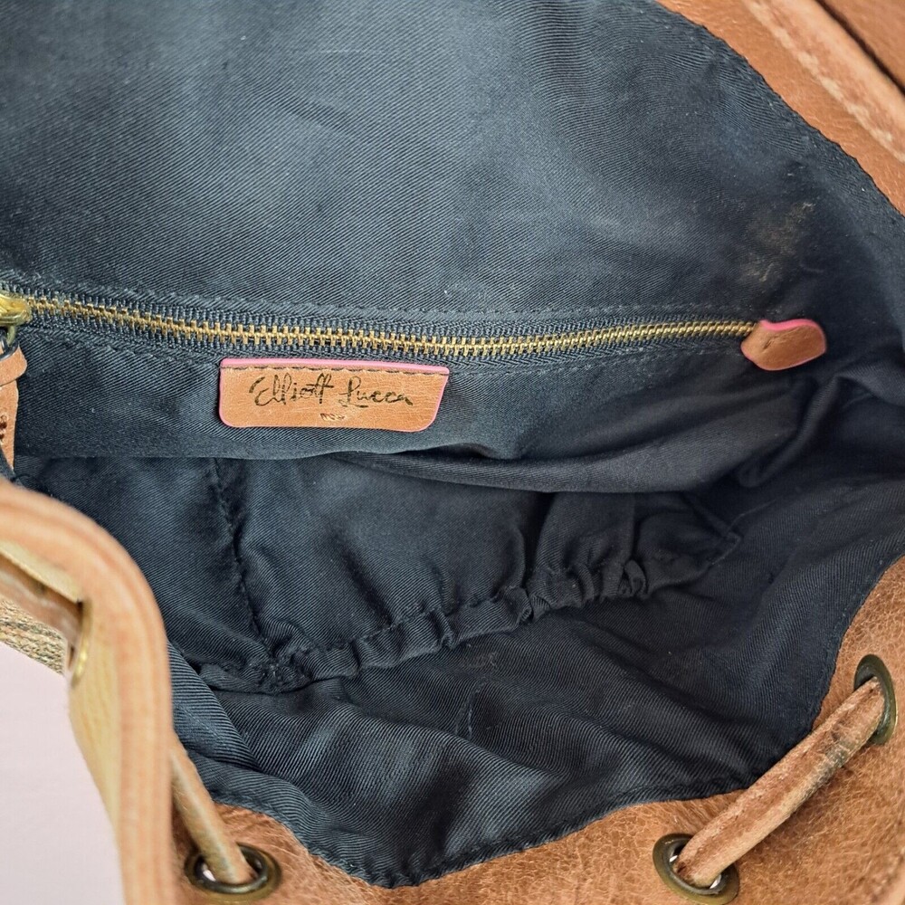 Elliott Lucca Artisan Faux Raffia Peacock Brown Leather Shoulder Bag - Picture 16 of 16